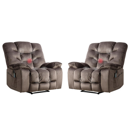 HAOMARKETS Oversized Power Recliner Chair with Massage and Heat Set of 2, 41" Wide Electric Reclining Chairs with USB Port, Breathable Fabric Overstuffed Reclining Sofa for Living Room Bedroom HAOMARKETS