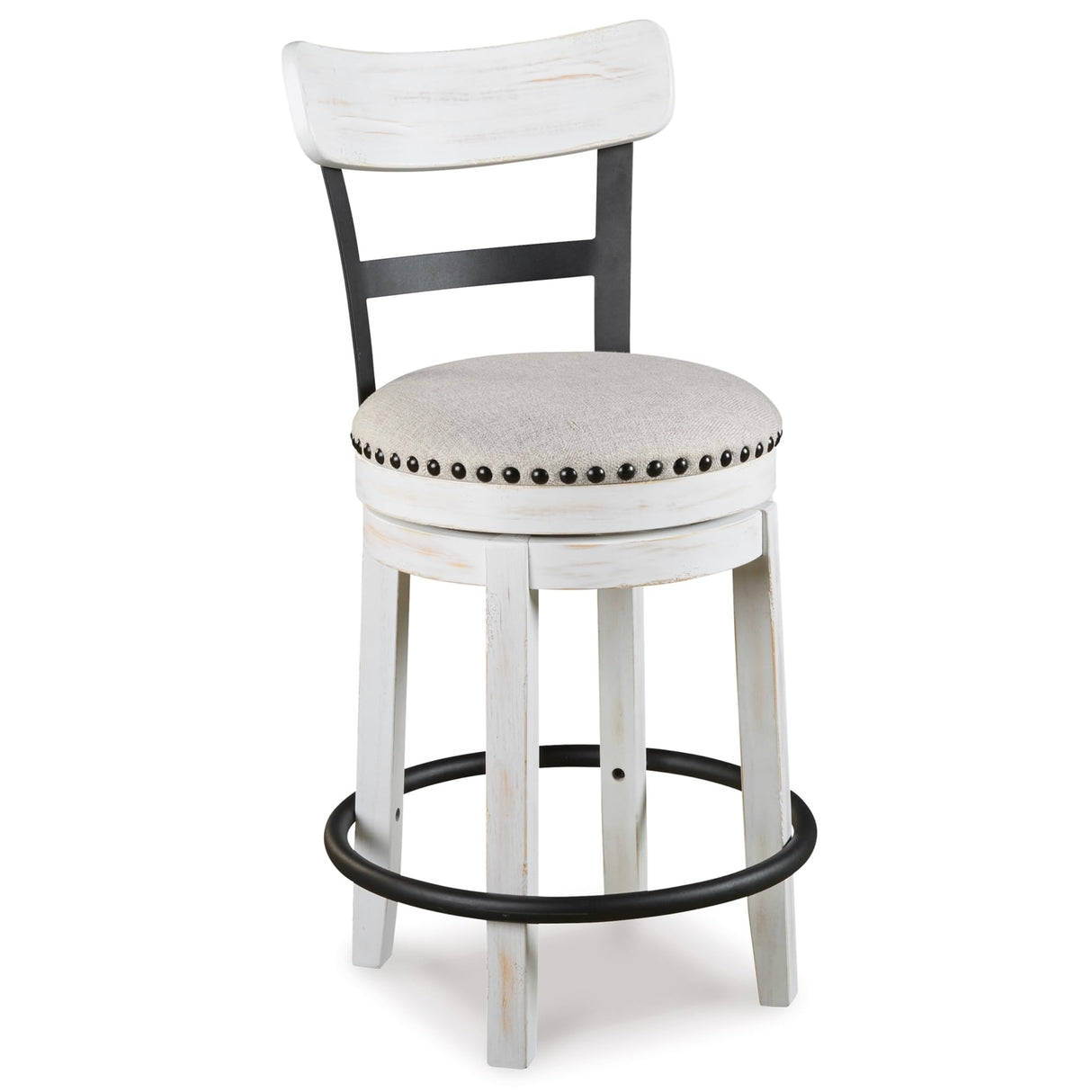 Signature Design by Ashley Valebeck 24.5" Modern Swivel Counter Height Barstool, Whitewash Signature Design by Ashley