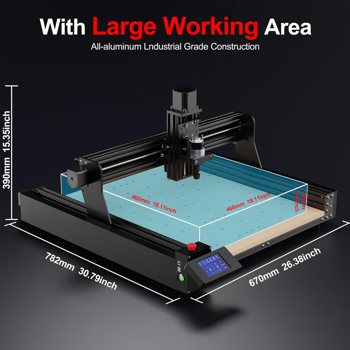 CNC Router Machine,TTC450 3-Axis Engraving All-Aluminum Milling Machine for Engraving, Cutting MDF, Acrylic, Solid Wood, Nylon, PCB, Carbon Fiberboard, Working Area 18.1 x 18.1 x 3.1In CNC Machine OUYANG