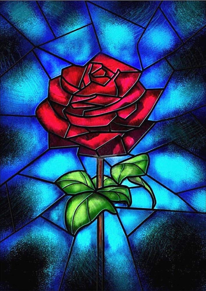 DIY 5D Diamond Painting, Diamond Embroidery Cross Stitch Kit Red Rose Flower 5D Diamond Rhinestone Painting Crystals Cross Stitch Picture Arts Home Decor (Red Rose, 30x40cm/11.8x15.8in) MVVMTOP