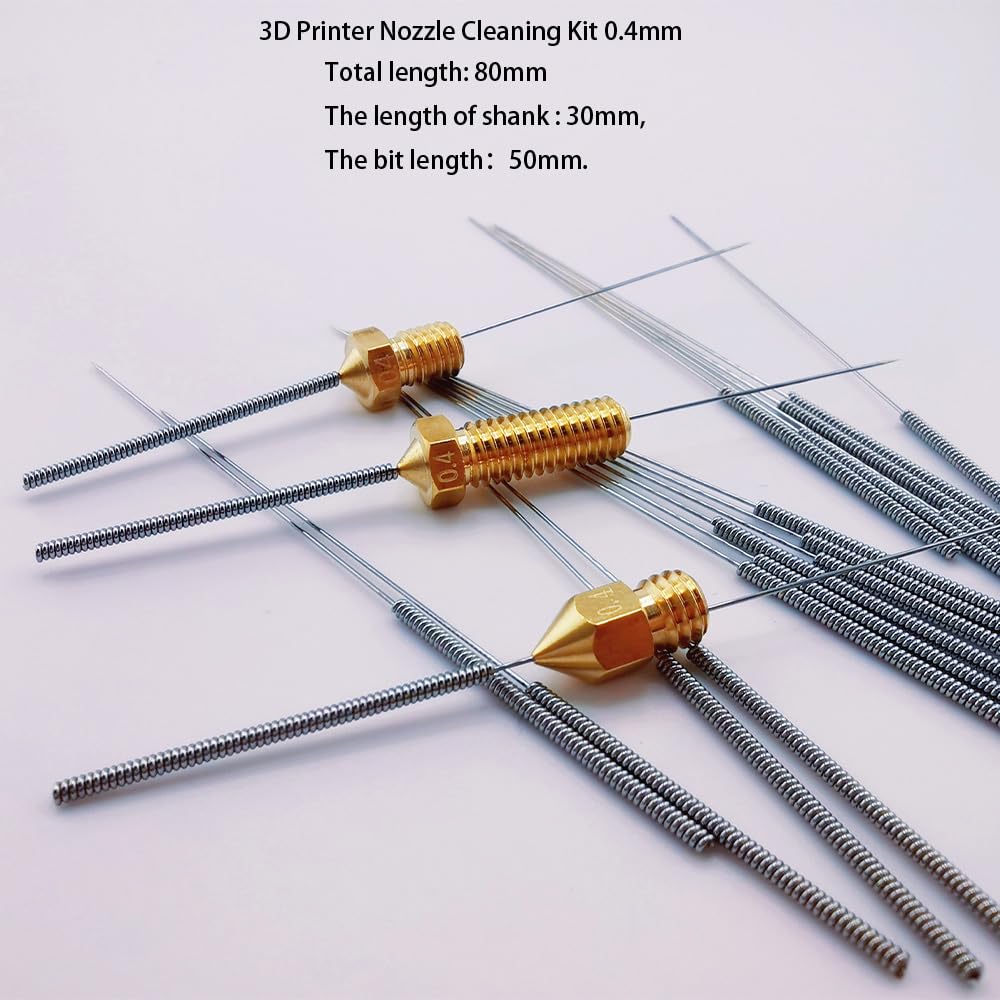 20Pcs 3D Printer Nozzle Cleaning Needles 0.4mm, 3D Printer Nozzle Cleaning Kit - 0.4mm Needles for 3D Printer Extruder Nozzles, 0.4mm Stainless Steel Nozzle Needles(Total Length: 80mm) TIEXYE