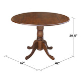International Concepts Round Dual Drop Leaf Pedestal Table, Espresso, 42" IC International Concepts