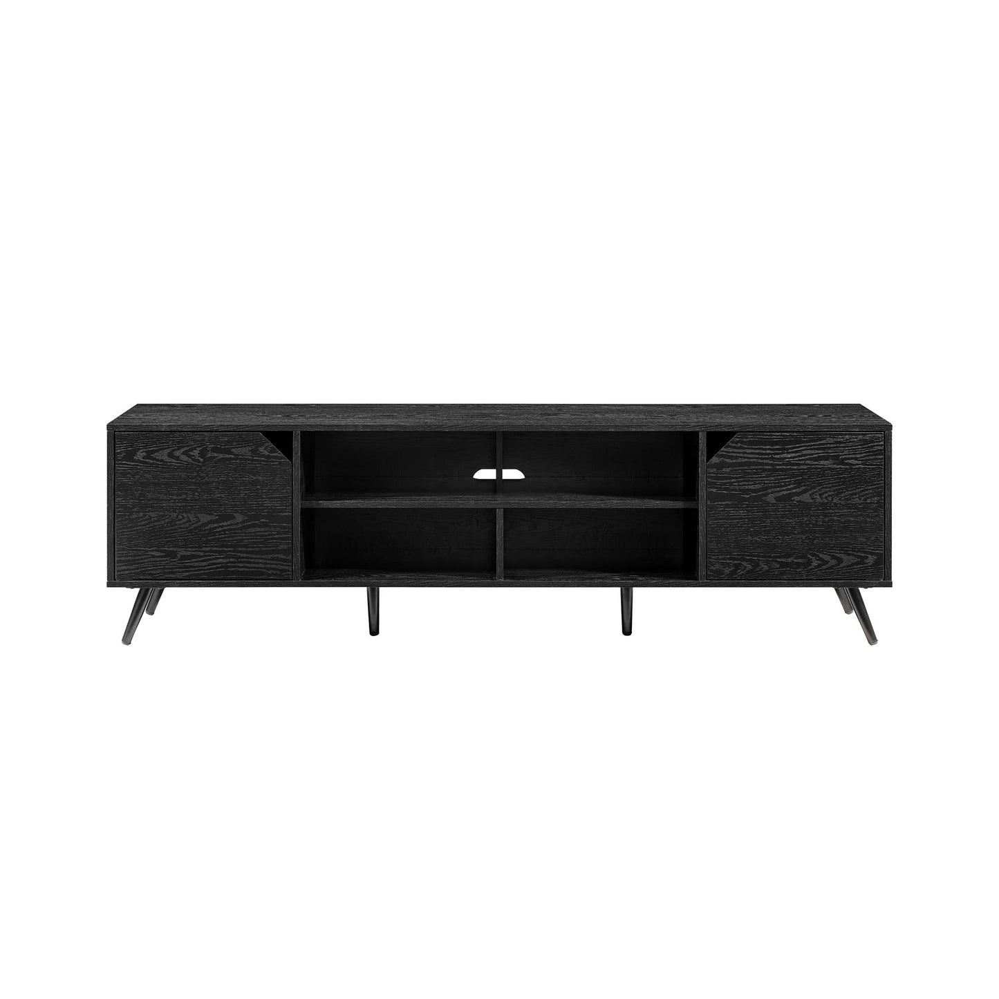 Walker Edison Nora Modern Minimal Open-Shelf Stand for TVs up to 80 Inches, 70 Inch, Black - WoodArtSupply