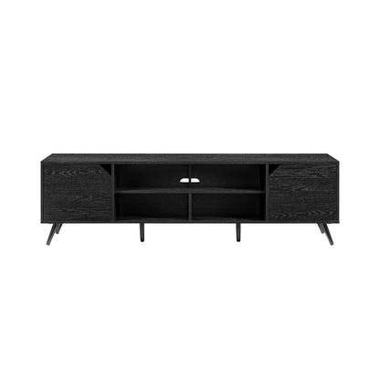 Walker Edison Nora Modern Minimal Open-Shelf Stand for TVs up to 80 Inches, 70 Inch, Black - WoodArtSupply