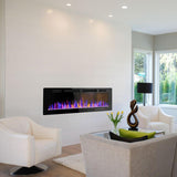 VENDORZ Electric Fireplace 50 Inch Recessed and Wall Mounted, Ultra-Thin Inserts Electric Fireplace Heater with Remote Control, Timer, Adjustable Flame Colors Speed Brightness, Log & Crystal Options VENDORZ