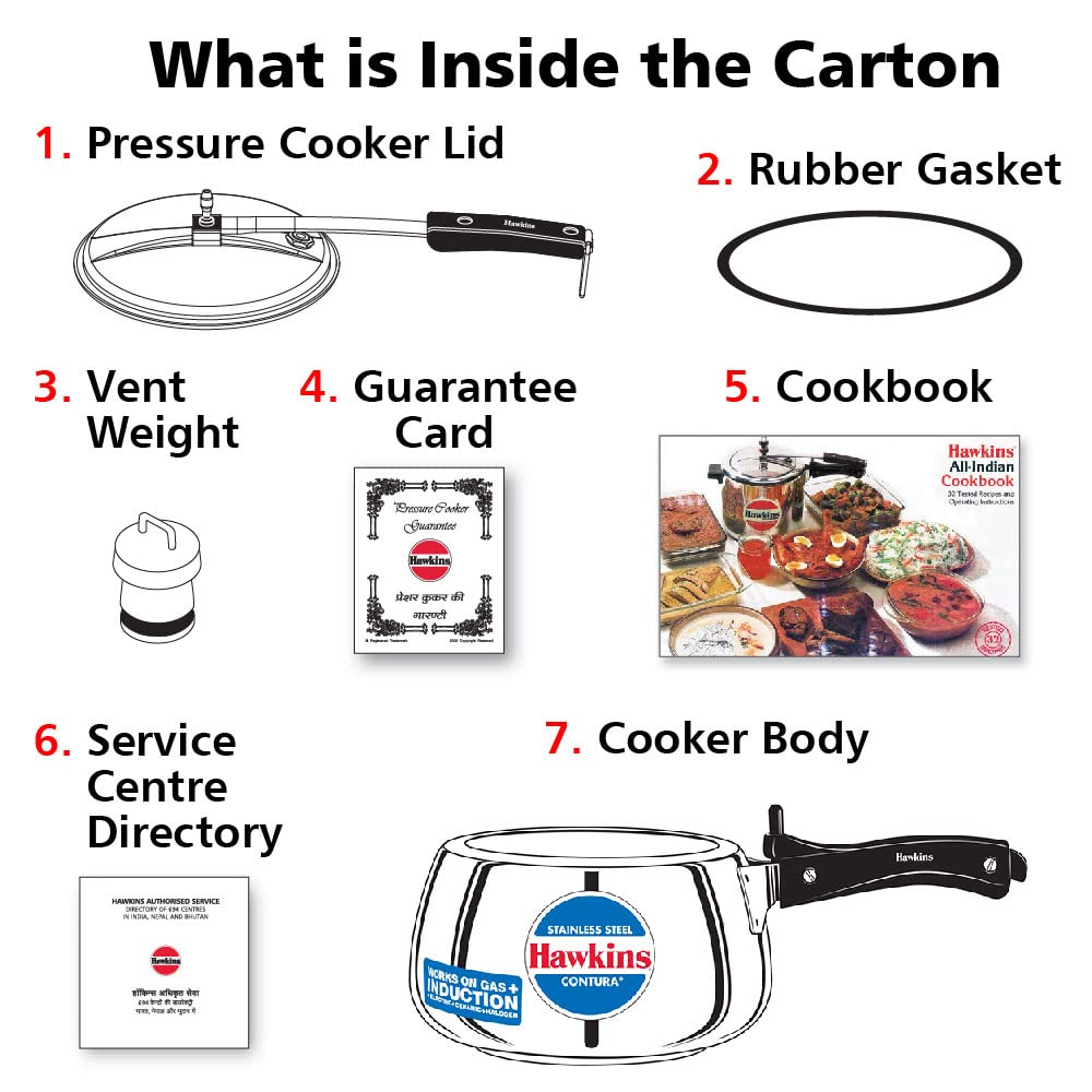 Hawkins 3 Litre Contura Pressure Cooker, Stainless Steel Inner Lid Cooker, Handi Cooker, Induction Cooker, Silver (SSC30) HAWKINS