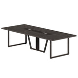 LITTLE TREE 8FT Conference Table for 10 People, Large Meeting Table, Modern Wooden Conference Room Table with Cable Management, Business Training Table with Strong Metal Legs for Office, Black LITTLE TREE