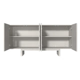 Clihome 63'' Sideboard Buffet Cabinet, 4 Door Console Cabinet with Storage TV Stand Credenza Accent Cabinet Wooden Cabinet with Adjustable Shelf for Bedroom, Living Room, Dining Room, Cream Line Clihome