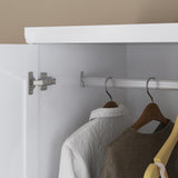 Homsee 4 Doors Armoire Wardrobe Closet with Mirror, Hanging Rod& 6 Drawers, Bedroom Armoires Cabinet with 4 Tier Adjustable Shelves, White (63”W x 19.7”D x 78.7”H) Homsee