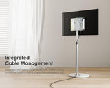 FITUEYES Design Small Rolling TV Cart for 24-48 Inches TV, Minimalist Modern TV Floor Stand on Wheels Fits Max VESA 200x200mm, V2 Portable Smart TV Cart, White, Master Series FITUEYES