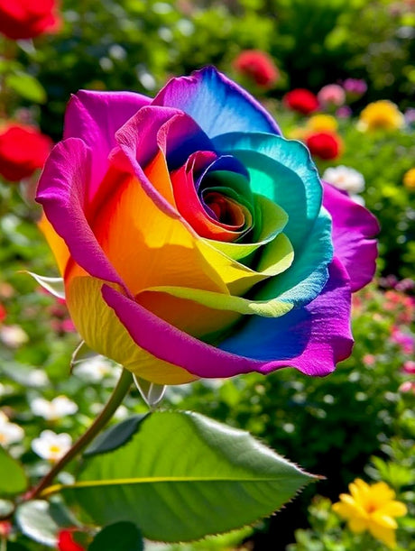 Yikenjoy Rose Diamond Art Kit for Adults – 5D Diamond Painting Kit for Beginner, Full Drill DIY Rainbow Rose Diamond Art, Relaxing & Fun Diamond Art Kits for Adults, Wall Decor 16 x 12 in Yikenjoy