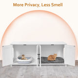 Homhedy Cat Litter Box Enclosure For 2 cats, Litter Box Furniture Hidden with Double Room,Wooden Cat Washroom Furniture,Cat House,47.2”L x 19.7”W x 19.7”H,White Homhedy