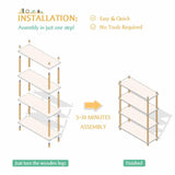 IOTXY 5-Tier Wooden Shelf Bookcase - Modern Open Bookshelf, Free Standing Storage Rack, Multifunctional Display Stand for Home and Office, Oak, Rectangle IOTXY