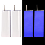 JKGTKC 4 PACK Sublimation Tumblers 20 Oz Skinny Straight Luminous Skinny Tumbler Bulk for heat for press color change blue color in the dark JKGTKC