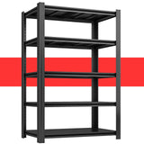 SYLOUGH 47.12" W Father&I 5-Shelf Industrial Adjustable Heavy-Dudy Tall Metal Steel Garage Storage Shelves Shelving Units/Rack System (Commercial) for Basement/Shop/Dorm, 83" H*47.12" W*23" D*, Black SYLOUGH