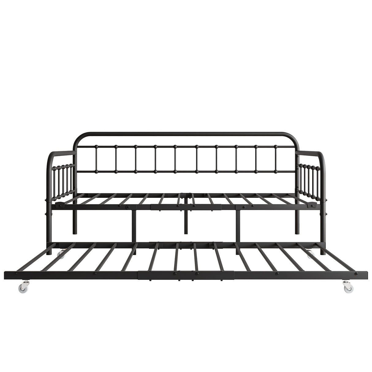 JURMERRY Metal Daybed Frame with Trundle Twin Size Heavy Duty Steel Slats Support Platform Furniture,Textured Black… JURMERRY