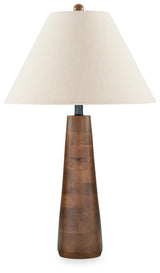 Signature Design by Ashley Danset Contemporary Wood Table Lamp with 3-Way Switch, Light Brown Signature Design by Ashley