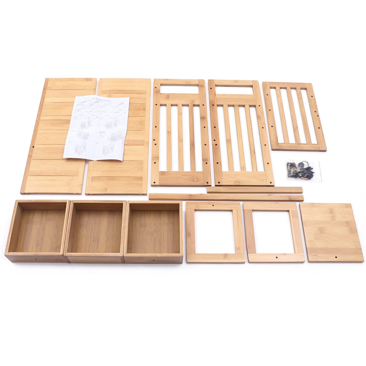 Bamboo Desktop Bookshelf with 3 Drawers – Organiser for Office and Home WINNIESHOP