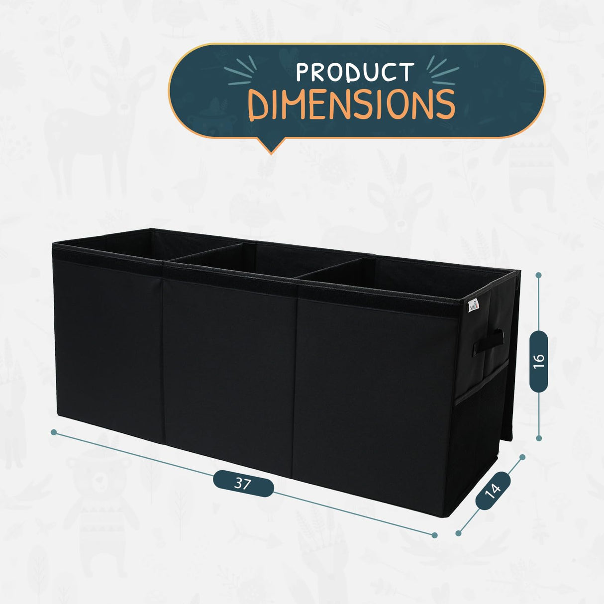 SoftOwl Extra Large Toy Storage Organizer with Lid - Sturdy, Collapsible Toy Chest Storage Box Design - Toys Bin with Dividers for Kids, Nursery, Bedroom, Playroom 37"x16"x14" SoftOwl