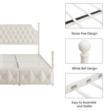 Keyluv King Upholstered Canopy Bed Frame with 3 Drawers and Button Tufted Headboard, Metal Platform Bed with 4 Removable Posts, Two-Purpose Velvet Bed No Box Spring Needed, Beige/Curtains Not Included Keyluv
