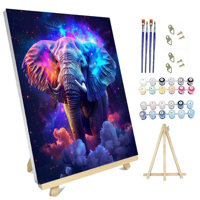 hyzsj Paint by Number for Adults Framed Canvas, DIY Elephant Arts and Crafts for Adults Beginner with Wooden Easel, Paint Brushes, Acrylic Paint Set for Home Wall Decor