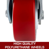 VEVOR Caster Wheels Set of 4, 6" Heavy Duty Casters (2 Rigid and 2 Swivel Casters with Side Brake) Polyurethane Iron Core Plate 4000LBS Capacity VEVOR