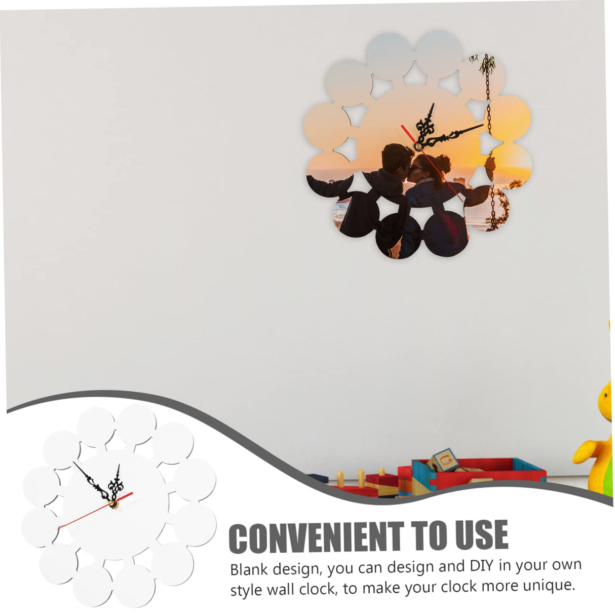 SEWACC Sublimation Wall Clock Transfer Craft Clock Heat Press Blank Clock Sublimation Clock Blank Bedroom Wall Clock Sublimation Hanging Clocks 3D DIY Wall Clock Child Vintage Puzzle SEWACC