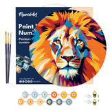 Figured'Art Paint by Numbers Kit for Adults on Wood Slice, 11.8in Diameter - Lion - Craft Art Painting DIY Canvas Figured'Art