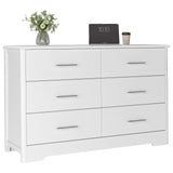 HOSATCK 6 Drawer Dresser, Modern White Double Dresser, Wide Chest of Drawers with Metal Handels, Accent Wood Storage Dresser Chest Organizers for HOSTACK