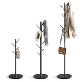 HzTinT Coat Rack with Natural Marble Base, Metal Freestanding Coat Rack with 8 Hooks, 3 Adjustable Size Sturdy Coat Tree for Bags, Coats, and Hats for Entryway, Hallway, Bedroom, Office, Black HzTinT