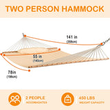 Lazy Daze Hammocks 12FT Quilted Fabric Double Hammock with Pillow, 2 Person Hammock with Spreader Bar for Outdoor Outside Patio Garden Yard Pool Beach (Linen) Lazy Daze Hammocks