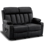 MCombo Power Loveseat Recliner, Electric Reclining Loveseat Sofa with Heat and Vibration, Cup Holders, USB Charge Port for Living Room 6075 Faux Leather (Loveseat Recliner, Black) MCombo