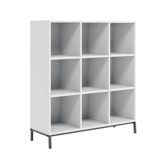 Sauder North Avenue White 9-Cube Organizer with Metal Base - WoodArtSupply