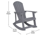 Flash Furniture Savannah All Weather Adirondack Rocking Chairs, Polyresin Wood Adirondack Chair with 350-lb. Static Weight Capacity, Set of 2, Gray Flash Furniture