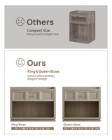 SICOTAS 31" Wide Nightstands Set of 2, Large Night Stands with Drawer, Oversized King Size Nightstand Bedside Table for Bedroom, Farmhouse End Side Table Set of 2 with Round Corners,Grey White Oak SICOTAS