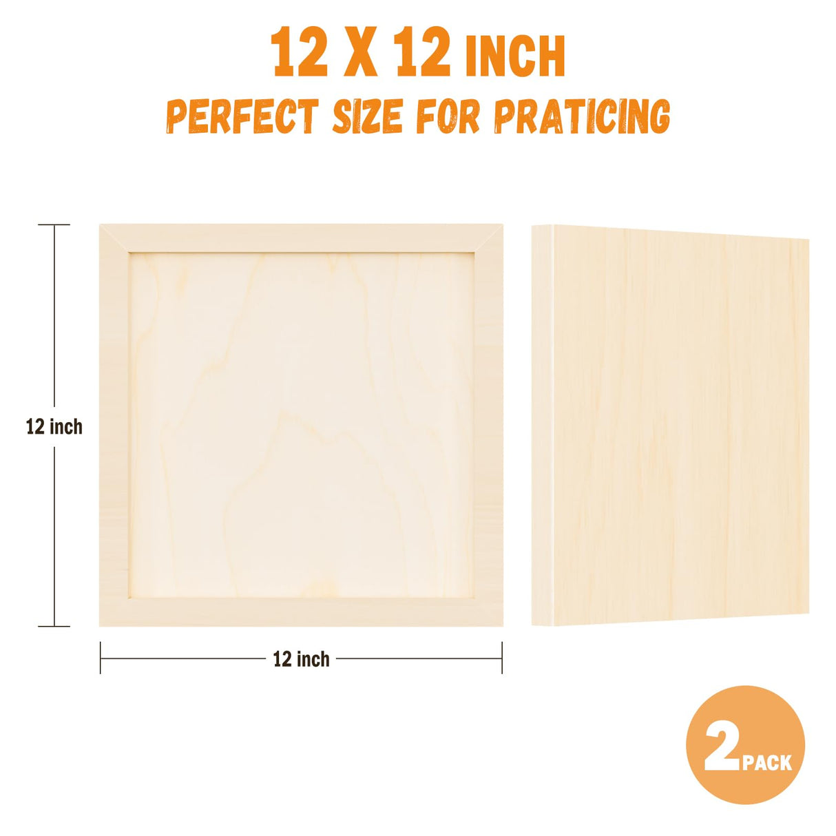 Wooden Art Panels for DIY Painting - Christmas Crafts & Home Décor | 12x12 Inch Canvas Wood Boards, Unfinished Wooden Canvas for Adults & Kids (3-Pack) HANSILK