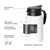 PYD Life Thermal Carafe Sublimation Blanks Coffee Pot 50 OZ White Large 1.5 Liter Stainless Steel Double Wall Vacuum Insulated Flask for Sublimation Oven Print 2 Pack PYD Life