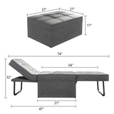 Vonanda Sofa Bed, Convertible Chair 4 in 1 Multi-Function Folding Ottoman Modern Breathable Linen Guest Bed with Adjustable Sleeper for Small Room Apartment,Dark Gray Vonanda