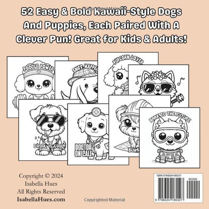 Punny Dogs Coloring Book: Easy & Bold Designs for Adults and Kids (Funny Dog Coloring Books) (Punny Coloring Books)