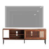 BVIUNTWO 65" Industrial Modern TV Stand, Media Cabinet, TV Console Suits TV up to 70 inch, with Cut-out Panel Sliding Door, Adjustable Storage Shelves, Sturdy Metal Legs with Leveler BVIUNTWO