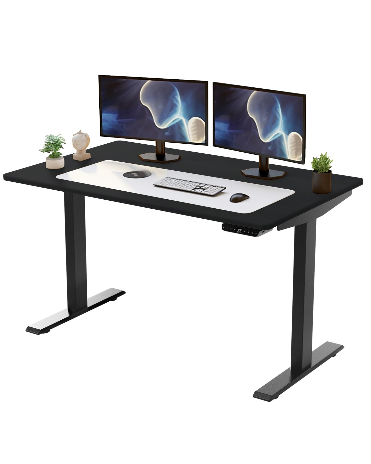 Rise UP Dual Motor Electric Standing Desk 60x30 Black Desktop Premium Ergonomic Adjustable Height sit Stand up Home Office Computer Desk Table