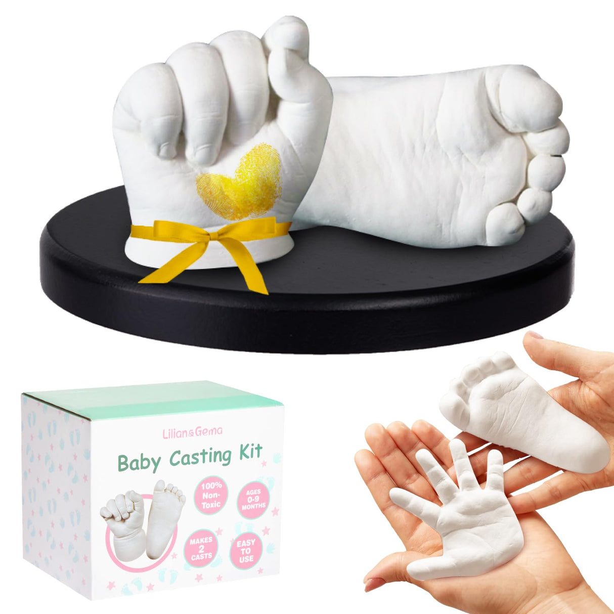 Lilian&Gema Baby Casting Kit Hands and Feet, Newborn Keepsake Foot Hand Mold Kit, Plaster Hand Mold Casting Kit for Babies 0-6 Months, Perfect for First Birthday, New Mom Baby Christmas Gift Lilian&Gema