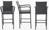 Outdoor Bar Stools Set of 2, 2-Piece Patio Bar Stools with Armrests, All Weather Rattan Bar Chairs with Backrest, Wicker Bar Stools for Backyard, Garden, Pool, Balcony and Deck, Dark Grey ANXIN PATIO