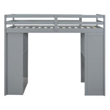 Harper & Bright Designs Twin Size Loft Bed with Desk & Storage Shelves, Wood Loft Bed Twin Size with LED Lights, Hight Loft Bed Frame for Kids,Boys,Girls,Teens, Gray Harper & Bright Designs