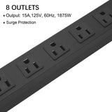 HHSOET Metal 8 Outlet Mountable Power Strip, Wall Mount Outlet Power Strip Heavy Duty, Wide Spaced Commercial Shop Power Strip with Switch, 15A 125V 1875W, 6 FT SJT 14AWG Power Cord.(Black) HHSOET