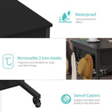 Small Portable Rolling Standing Desk - 32 Inch Adjustable Mobile Stand Up Teacher Desks with 2 Fabric Drawers on Wheels for Classroom, Couch Sofa Side Laptop Table with Storage for Home Office, Black WINAZ