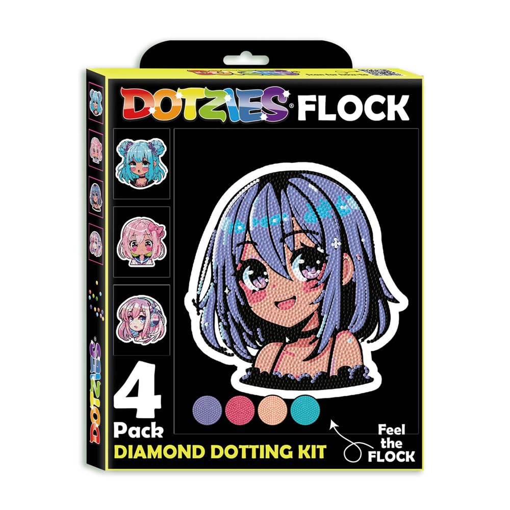 DIAMOND DOTZ Neon Flock Anime Girls Diamond Painting Kits for Adults - Colorful Diamond Art Kits a Relaxing Creative Craft Kit with Dotz Gems 10x8 DIAMOND DOTZ