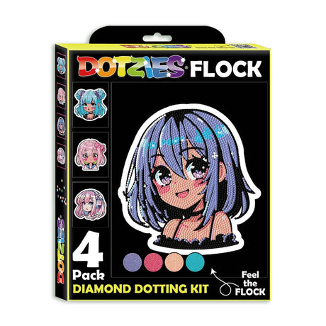 DIAMOND DOTZ Neon Flock Anime Girls Diamond Painting Kits for Adults - Colorful Diamond Art Kits a Relaxing Creative Craft Kit with Dotz Gems 10x8 DIAMOND DOTZ