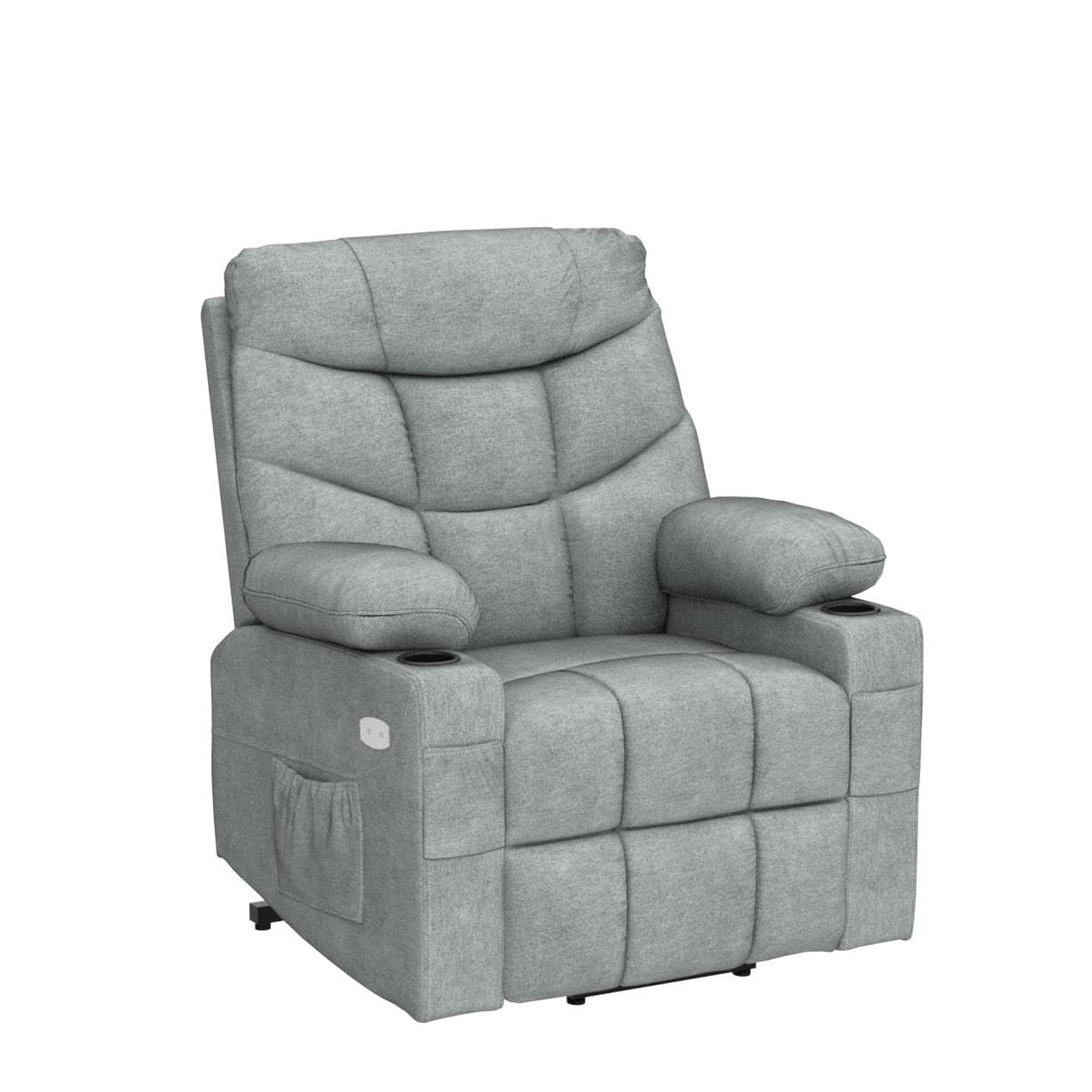 YITAHOME Electric Power Lift Recliner Chair for Elderly, Fabric Recliner Chair with Massage and Heat, Spacious Seat, USB Ports, Cup Holders, Side Pockets, Remote Control (Grey) YITAHOME