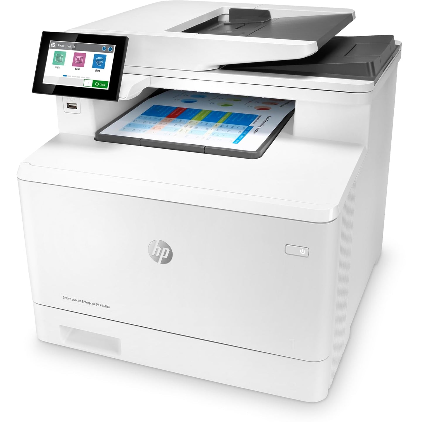 HP Color LaserJet Enterprise M480f Multifunction Duplex Printer, Print, scan, copy, Fast speeds, Easy setup, Advanced security, Best for small teams, Ethernet/USB only (3QA55A)